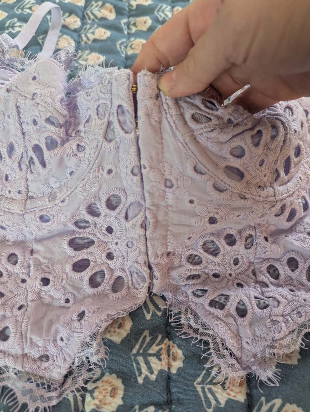 Anthropologie The Giselle Lace Bustier Eyelet Edition Lavender sz S Flirty - Picture 7 of 12